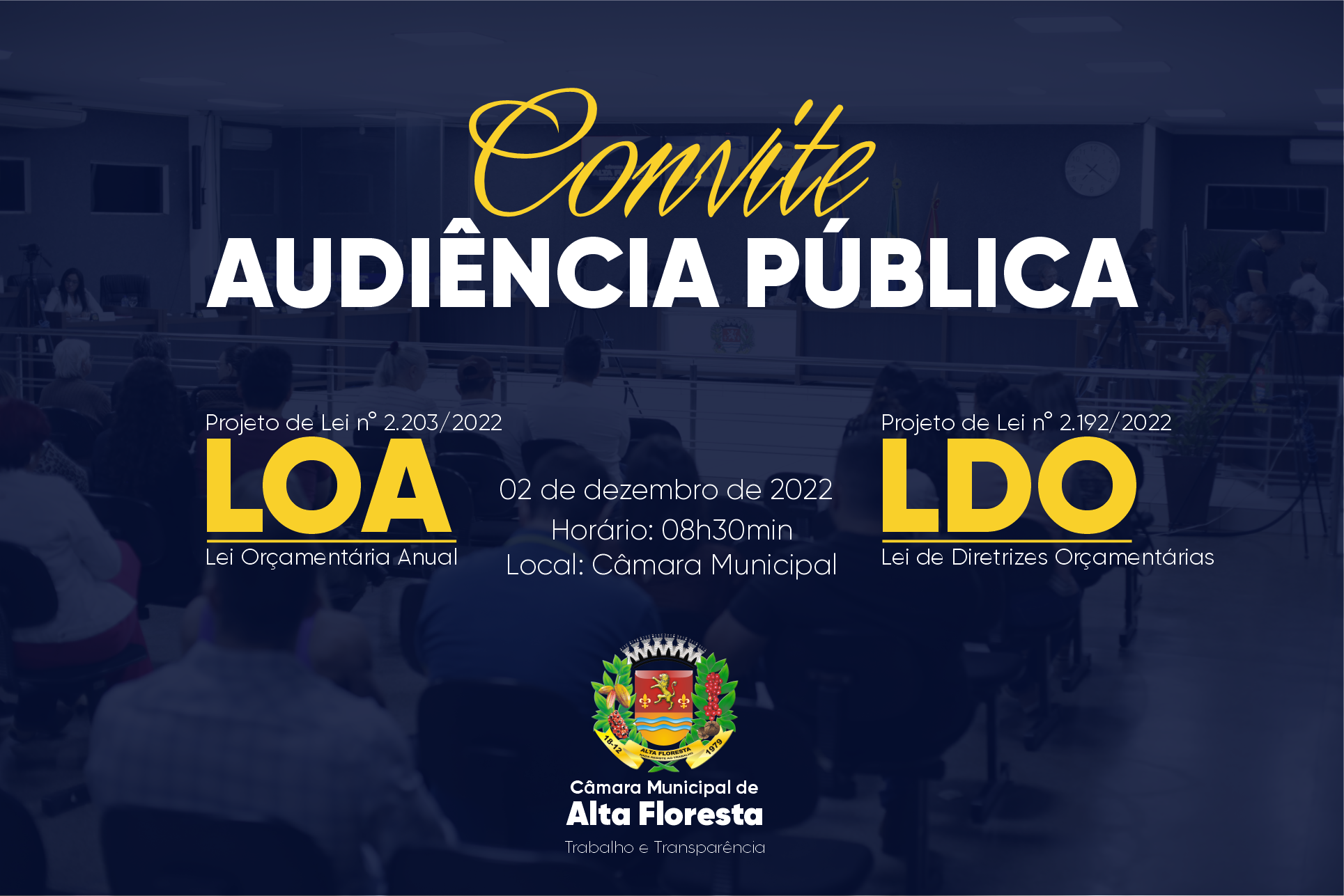 Câmara realizará audiência pública para discussão da LOA e da LDO para 2023